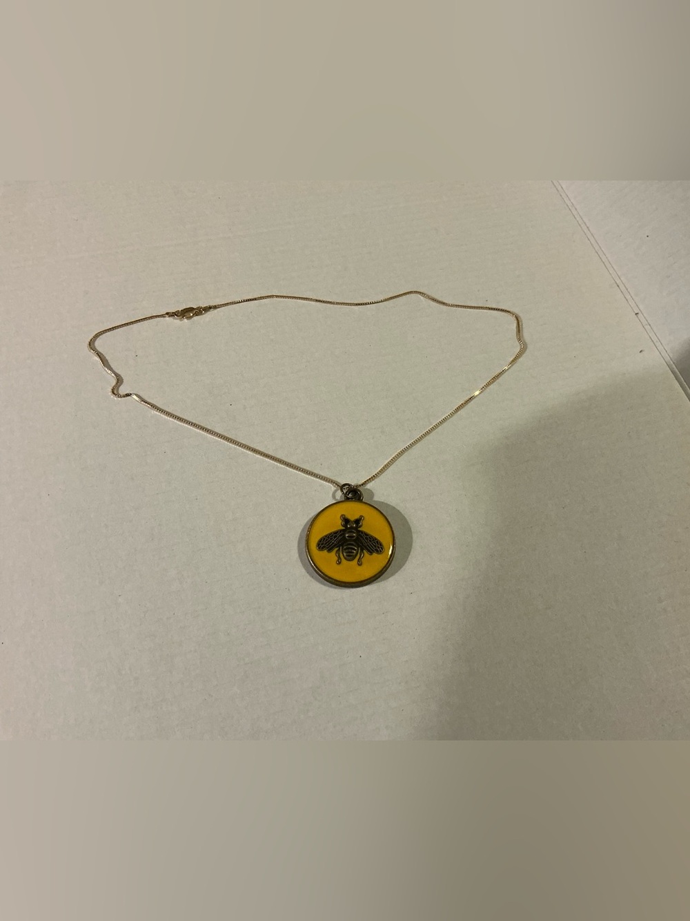 Gucci Yellow Enamel Bee Pendant Necklace